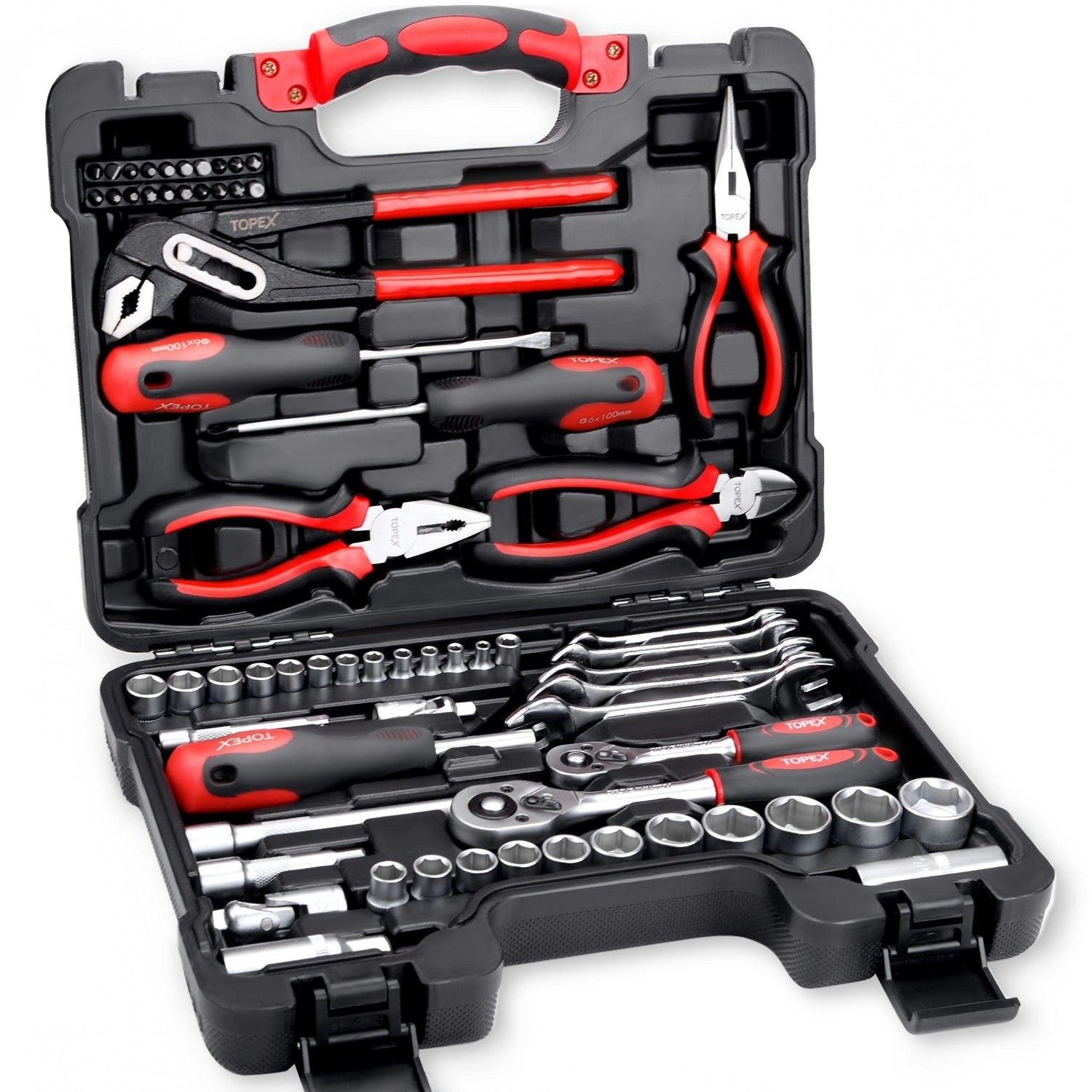 Topex 65-Piece Household Hand Tool Set Home Auto Repair Kit Premium Quality