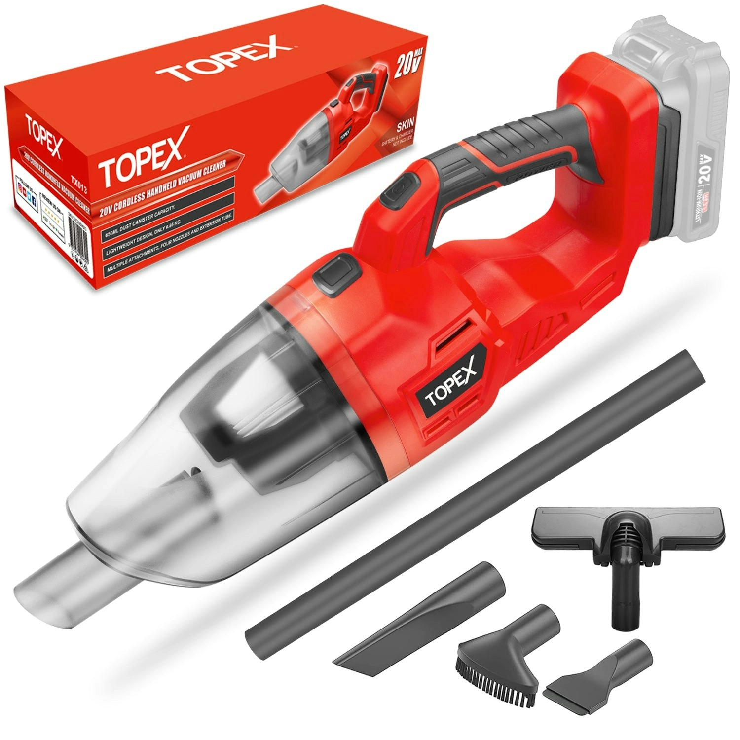 Topex 20V Cordless Handheld Vacuum Cleaner  for Home & Car Skin Only without Battery