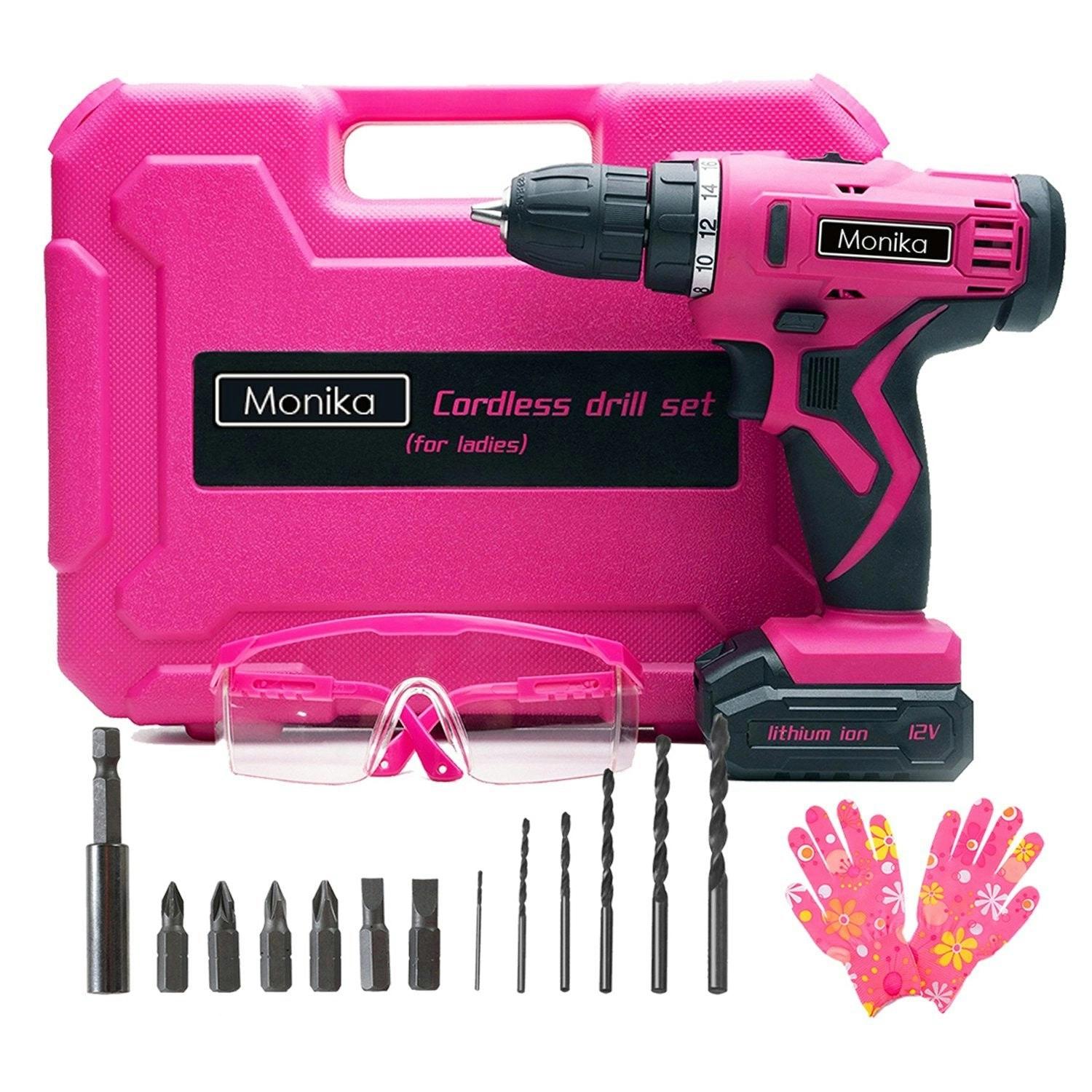 Monika 12V Pink Lithium Cordless Drill