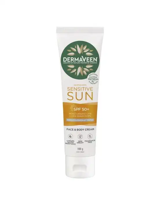 DermaVeen Sensitive Sun Face & Body Moisturiser SPF50+ 100g