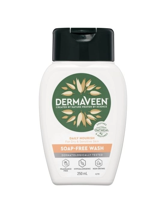 DermaVeen Daily Nourish Soap-Free Wash for Dry & Sensitive Skin 250mL