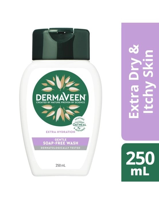 DermaVeen Extra Hydration Gentle Soap-Free Wash for Extra Dry, Itchy & Sensitive Skin 250mL