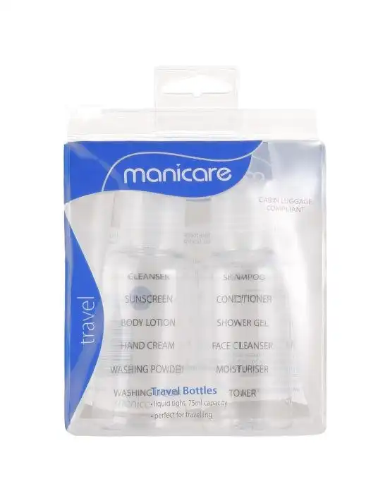 Manicare Travel Bottles with ID Labels 2 Pack