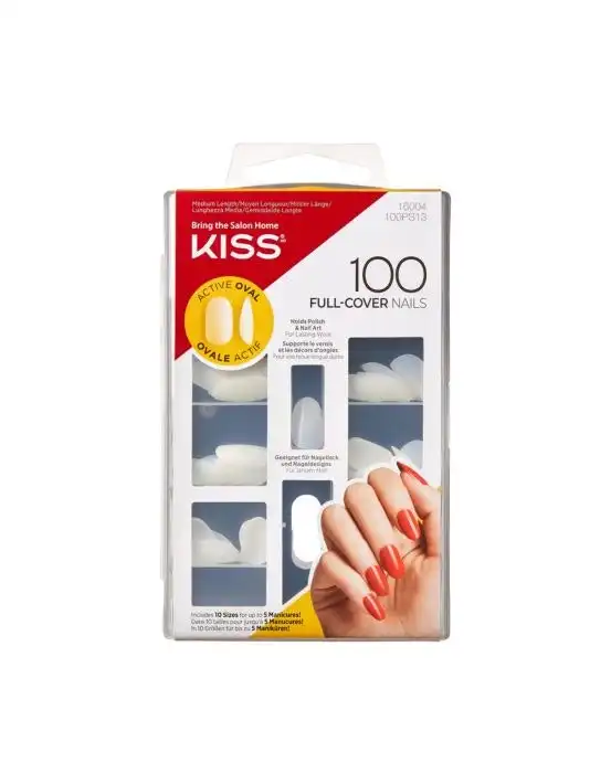 Kiss 100 Nails Active Oval Artificial Nails Kit