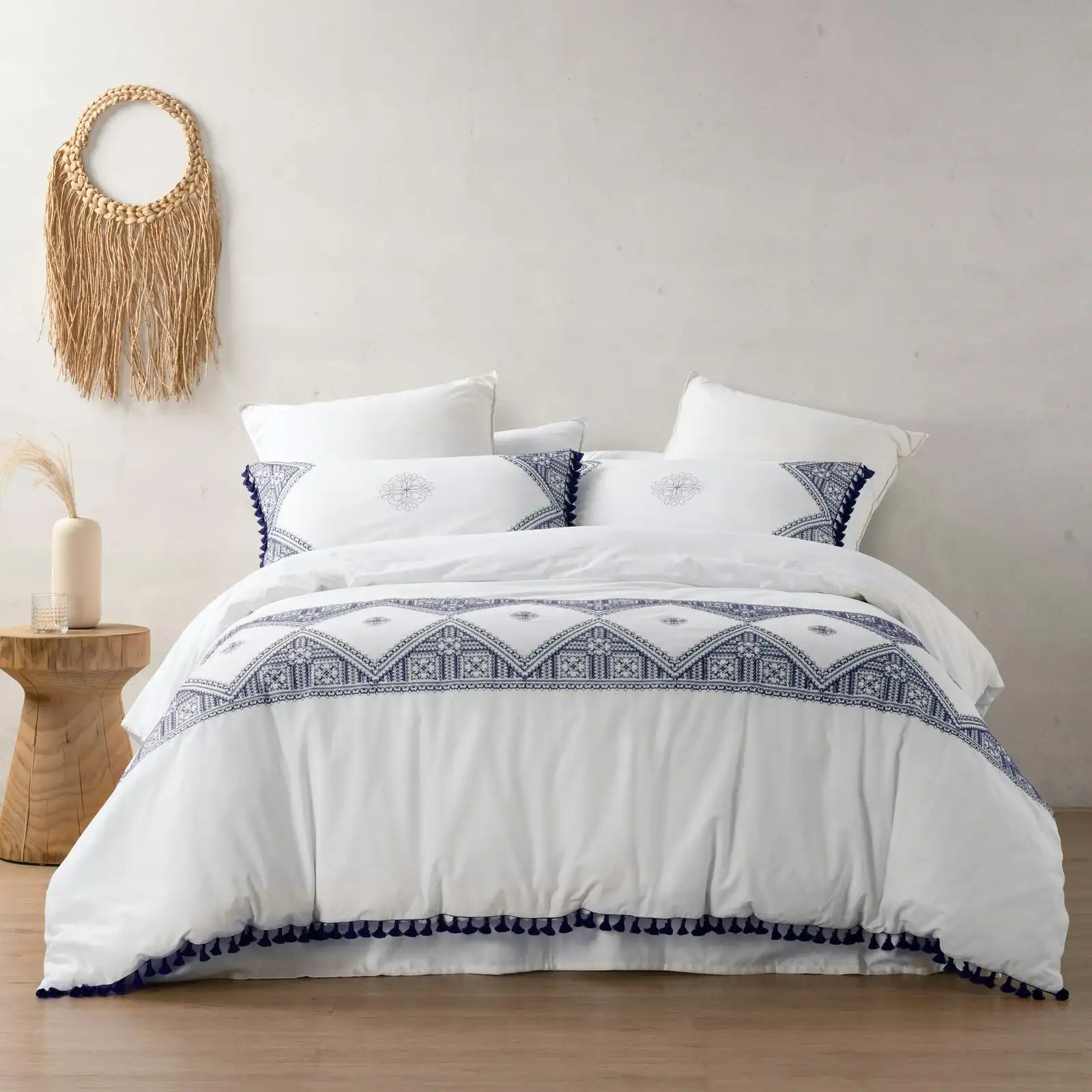 Dreamaker Liberty 100% Cotton Quilt Cover Set Navy Super King Bed