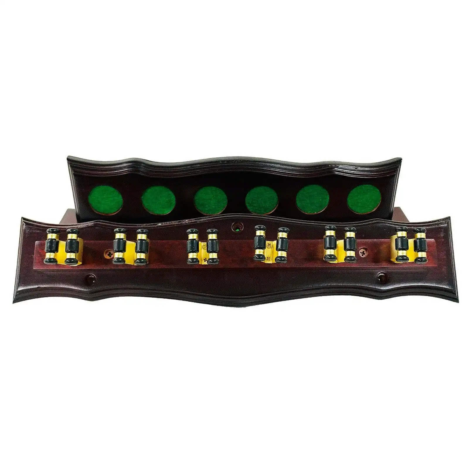 MACE Wall Cue Rack with Brass Cue Clips for Pool Snooker Billiard-MAHWCR