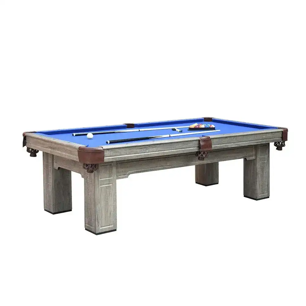 MACE 8FT MDF Pool Table Billiard Table Grey Frame Blue Felt