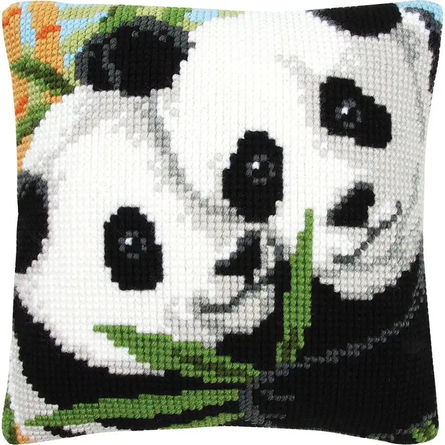 Panda Pair Cushion- Needlework