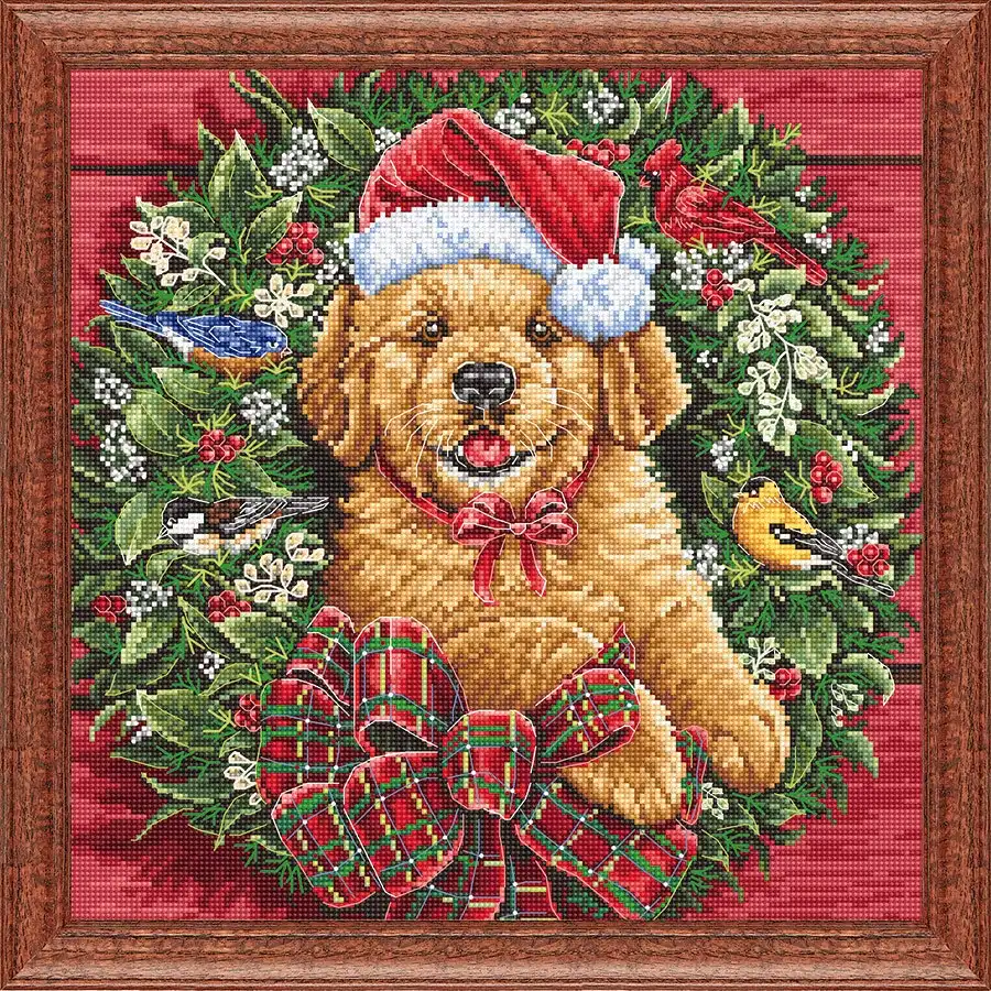 Christmas Puppy Cross Stitch- Needlework
