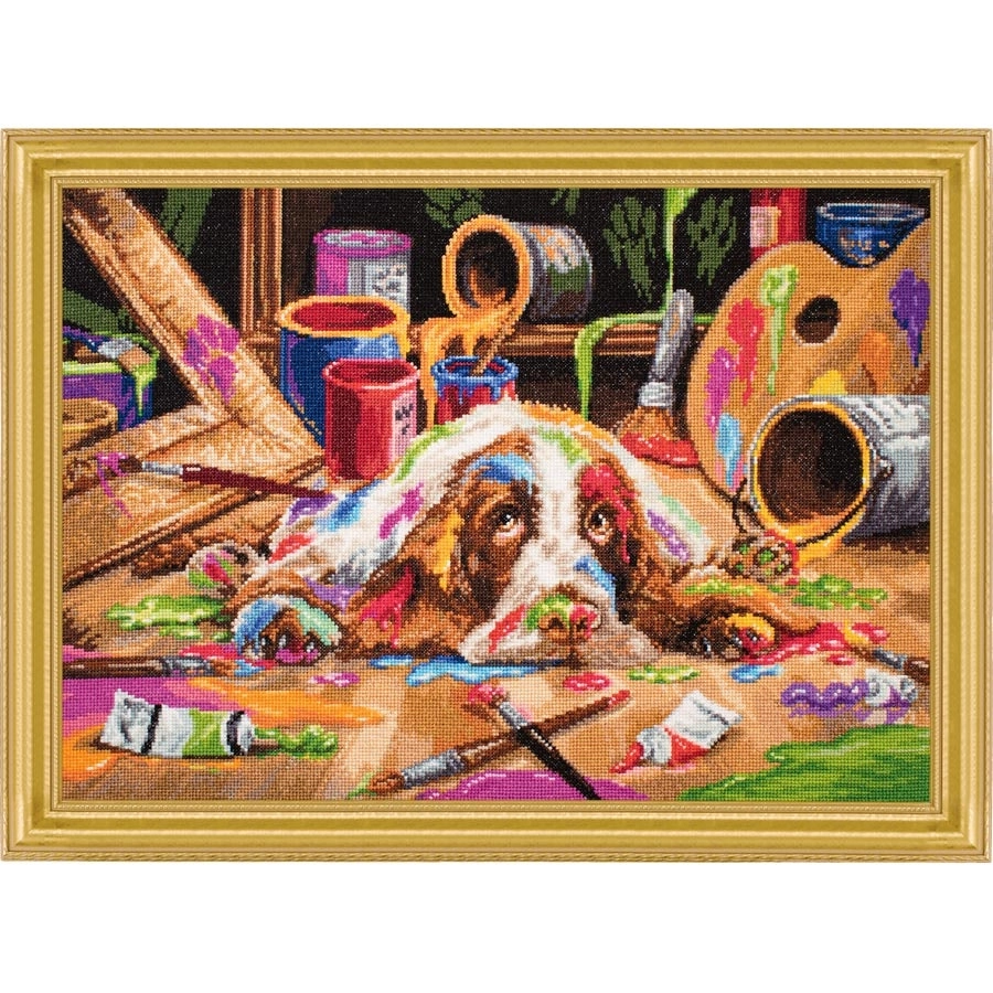 Puppy Picasso Cross Stitch- Needlework