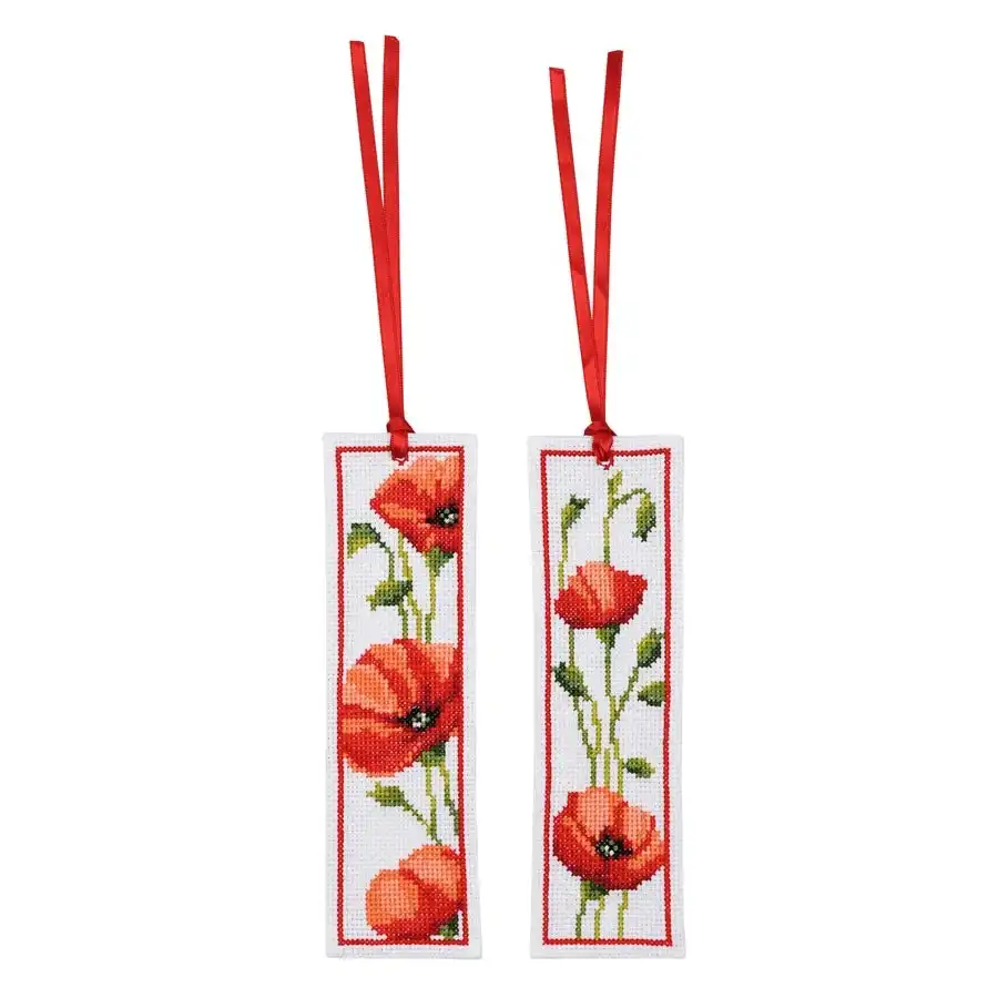 Poppies Bookmarks Cross Stitch- Needlework