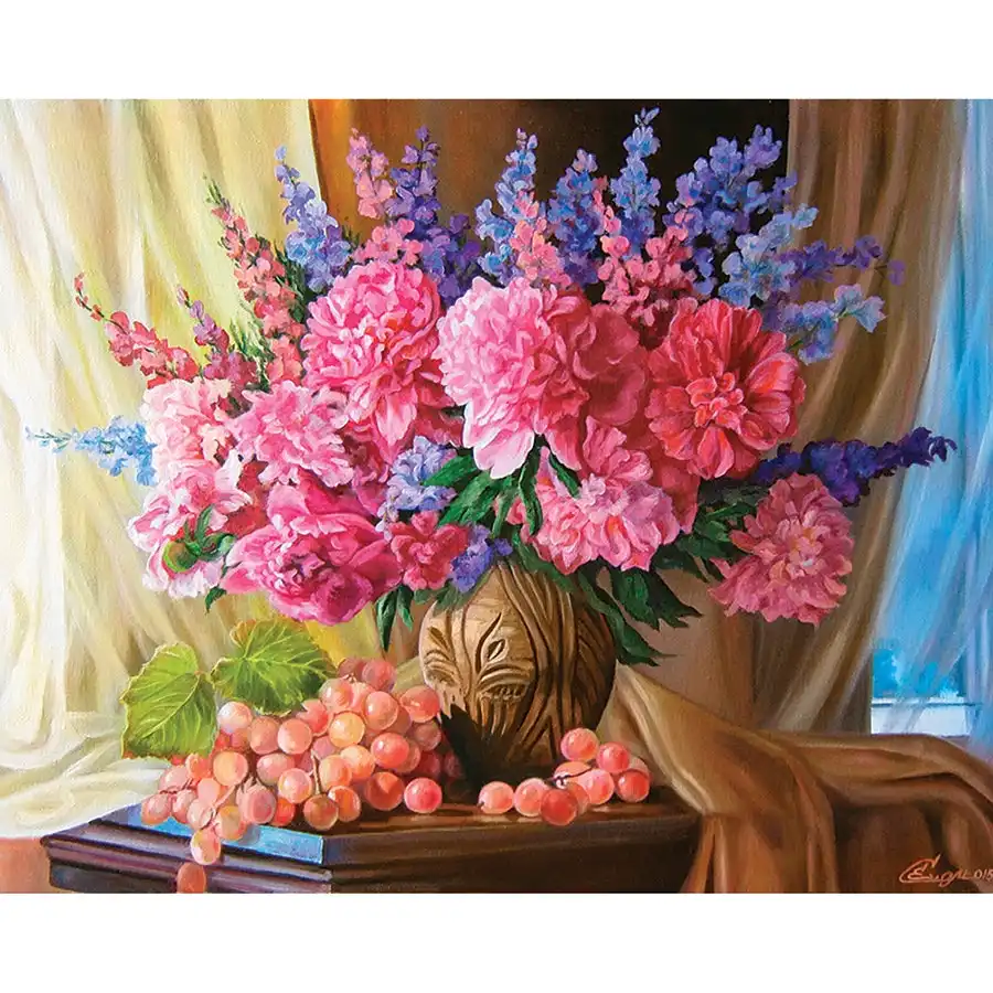 Peonies with Grapes Painting