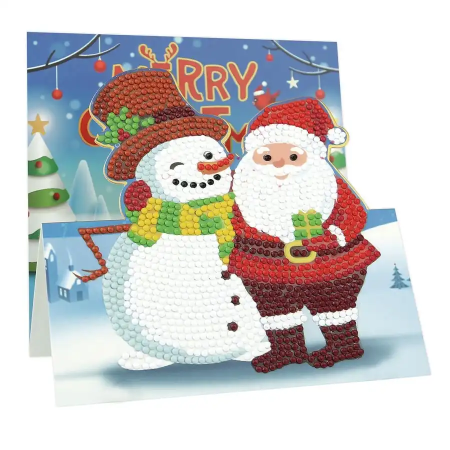 Diamond Cards Santa and Snowman
