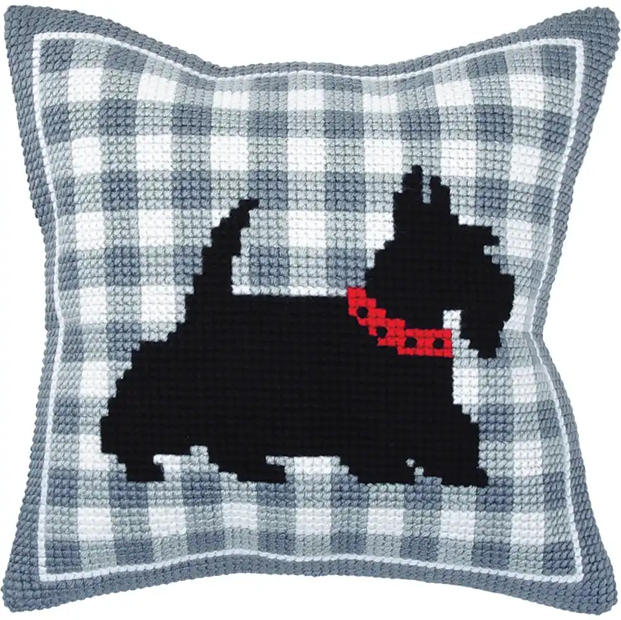 Scottie Dog Cushion- Needlework