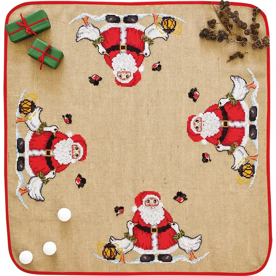 Santa & Geese Tree Skirt Cross Stitch- Needlework
