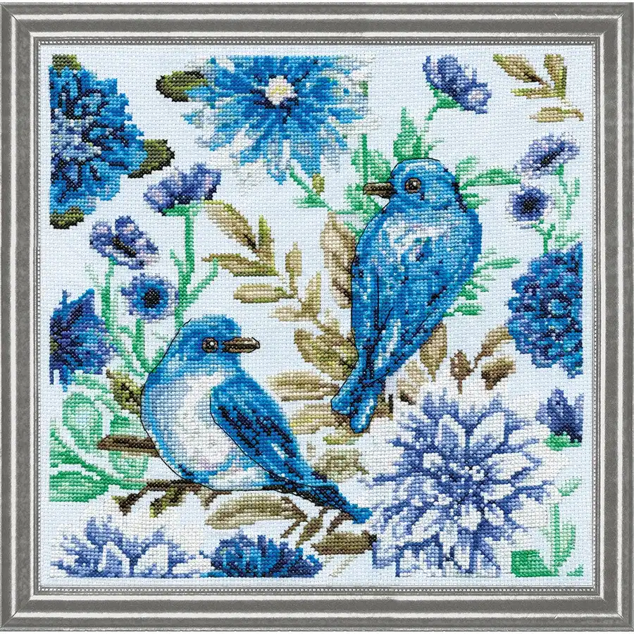 Blue Birds Cross Stitch- Needlework