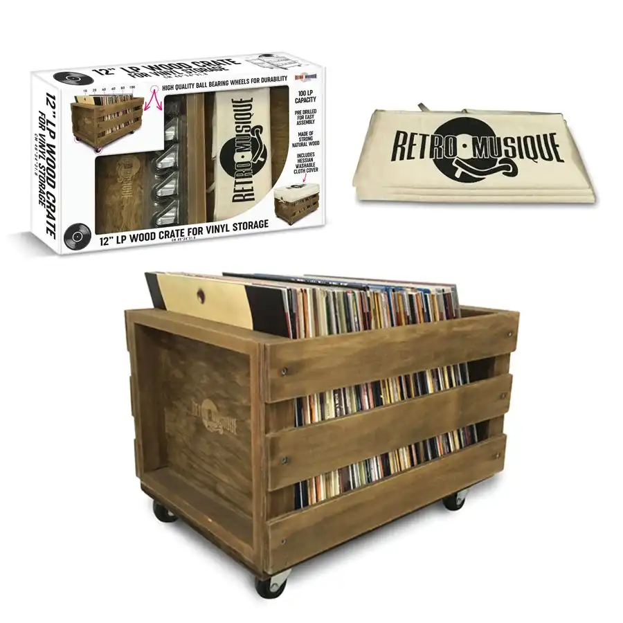 12" Wooden LP Crate with Wheels DVD