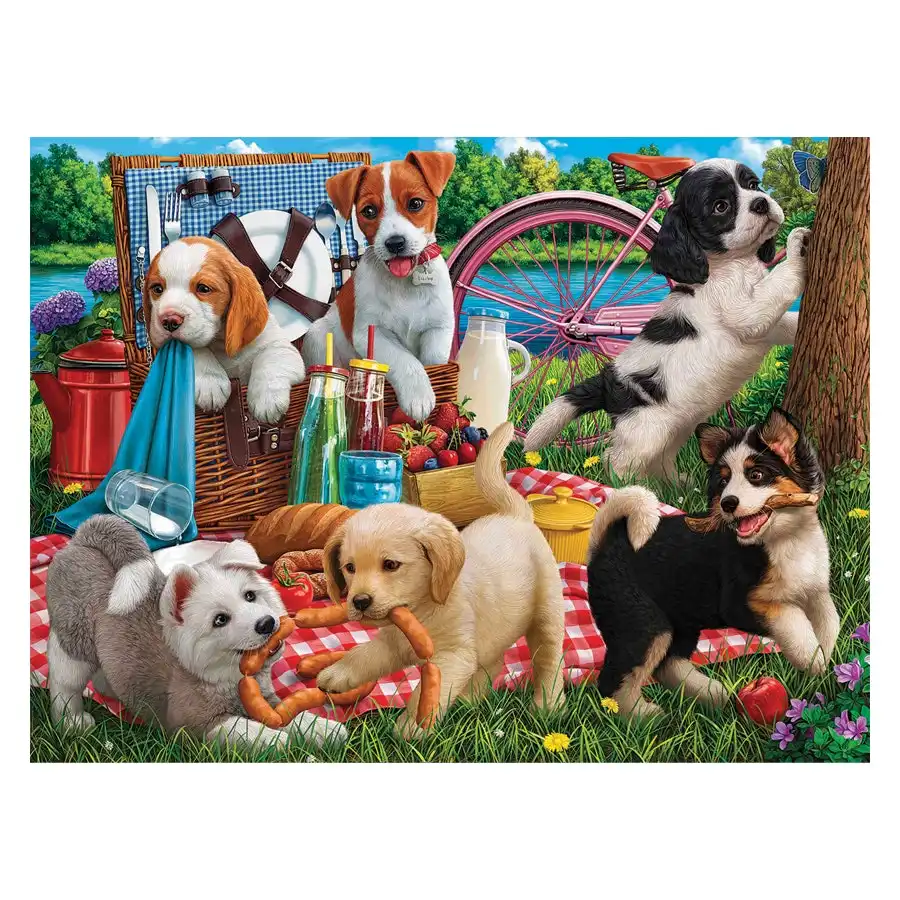 Puppies On A Picnic 500 pieces- Jigsaws