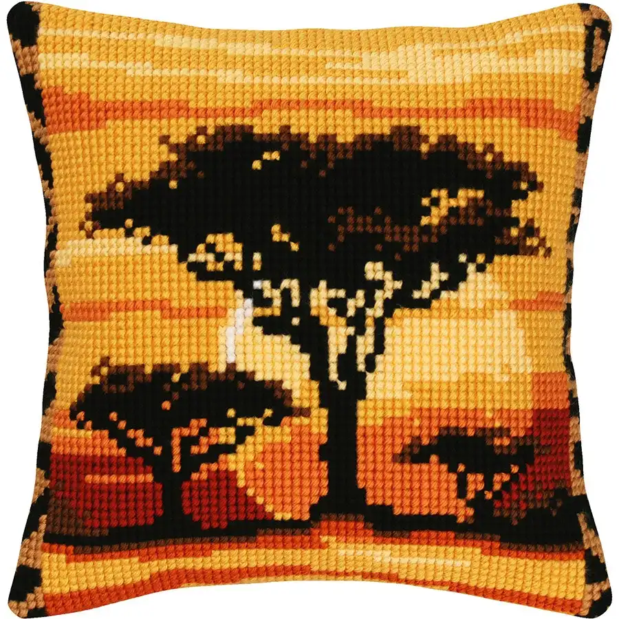 African Sunset Needlepoint Cushion- Needlework