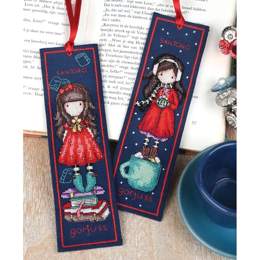 Gorjuss in Red Bookmarks Cross Stitch- Needlework
