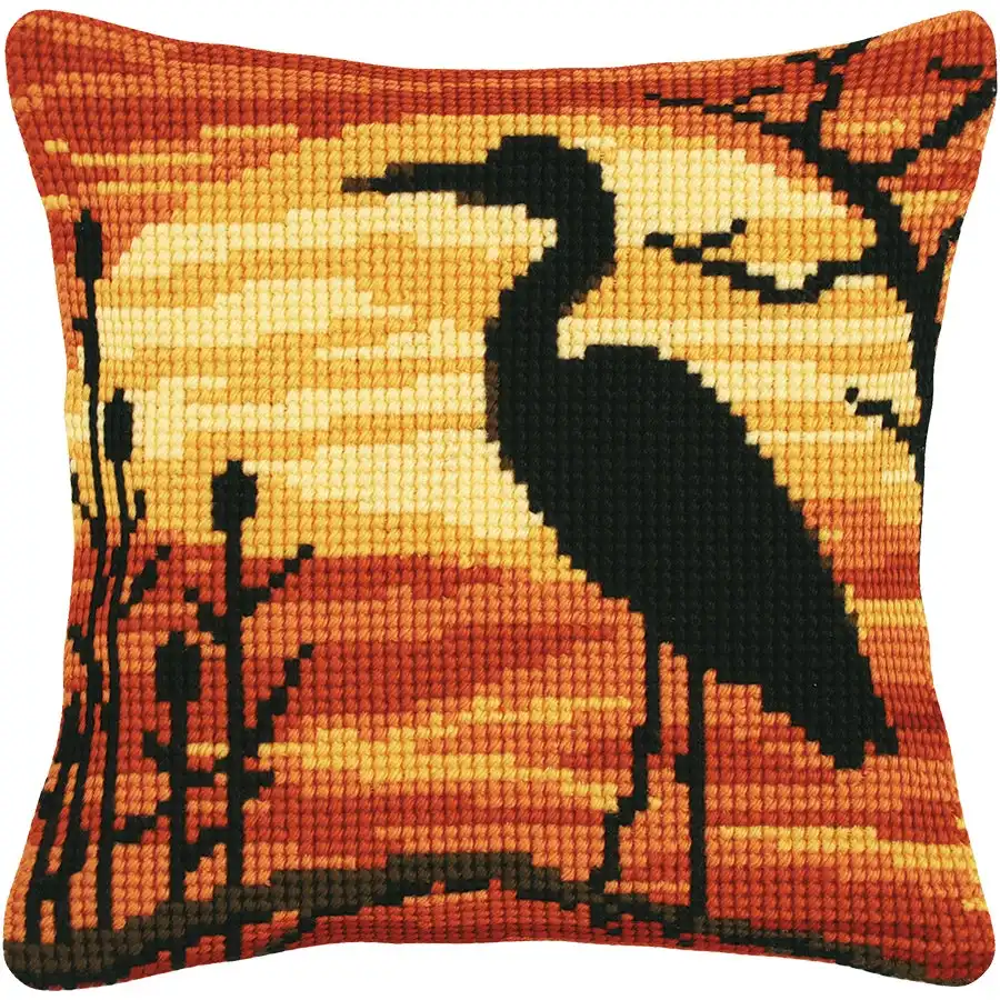 Heron at Sunset Cushion- Needlework