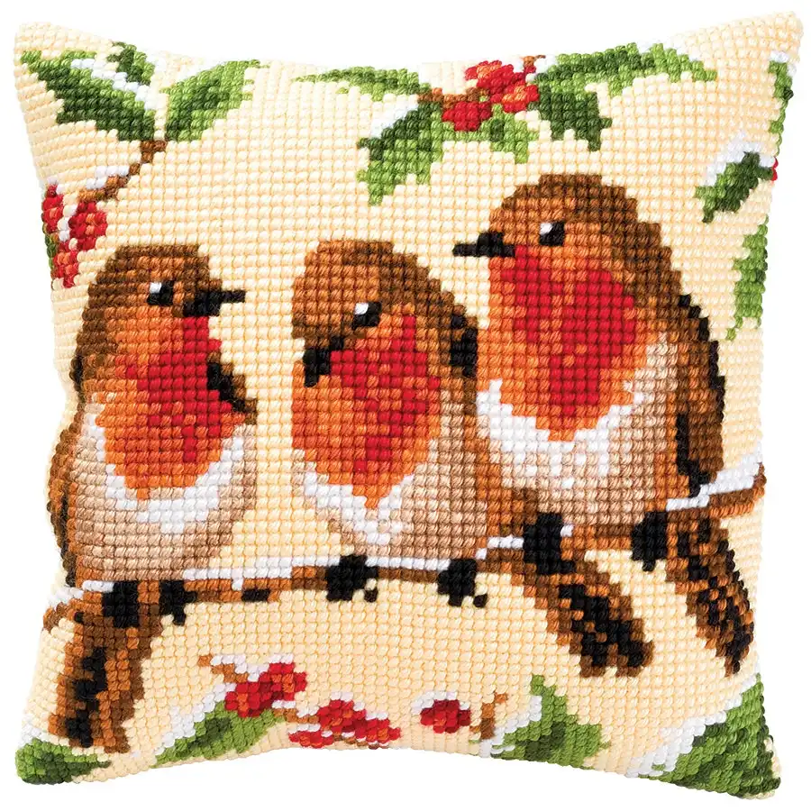 Three Robins Needlepoint Cushion- Needlework