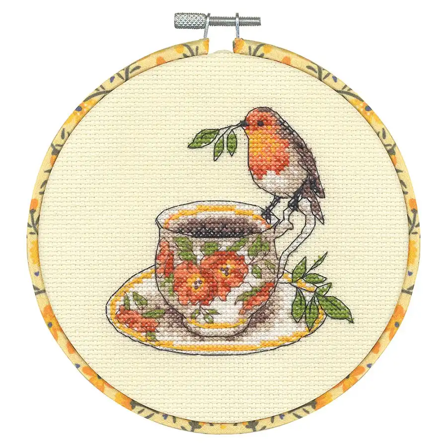 Birdie Tea Cup Cross Stitch- Needlework