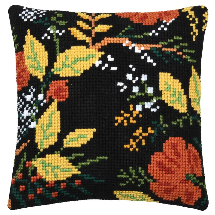 Autumn Leaves Needlepoint Cushion- Needlework
