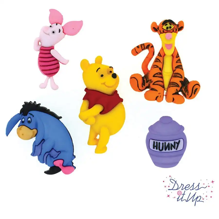 Disney Buttons Winnie The Pooh 5 pc- Paper Crafts