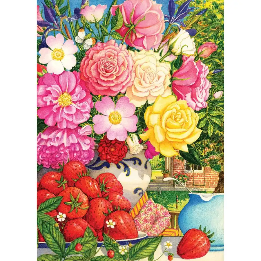 Floral Fiesta - Peonies & Strawberries 1000pc- Jigsaws