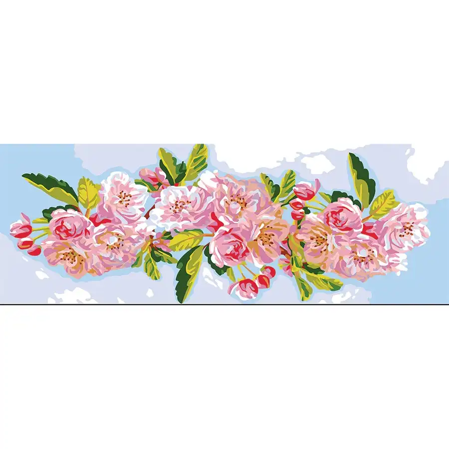 Pink Flowers Tapestry Canvas- Needlework