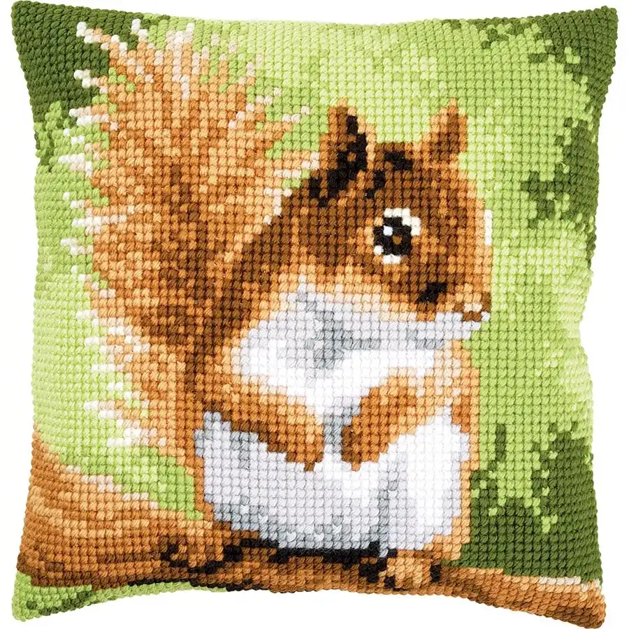 Squirrel Needlepoint Cushion- Needlework