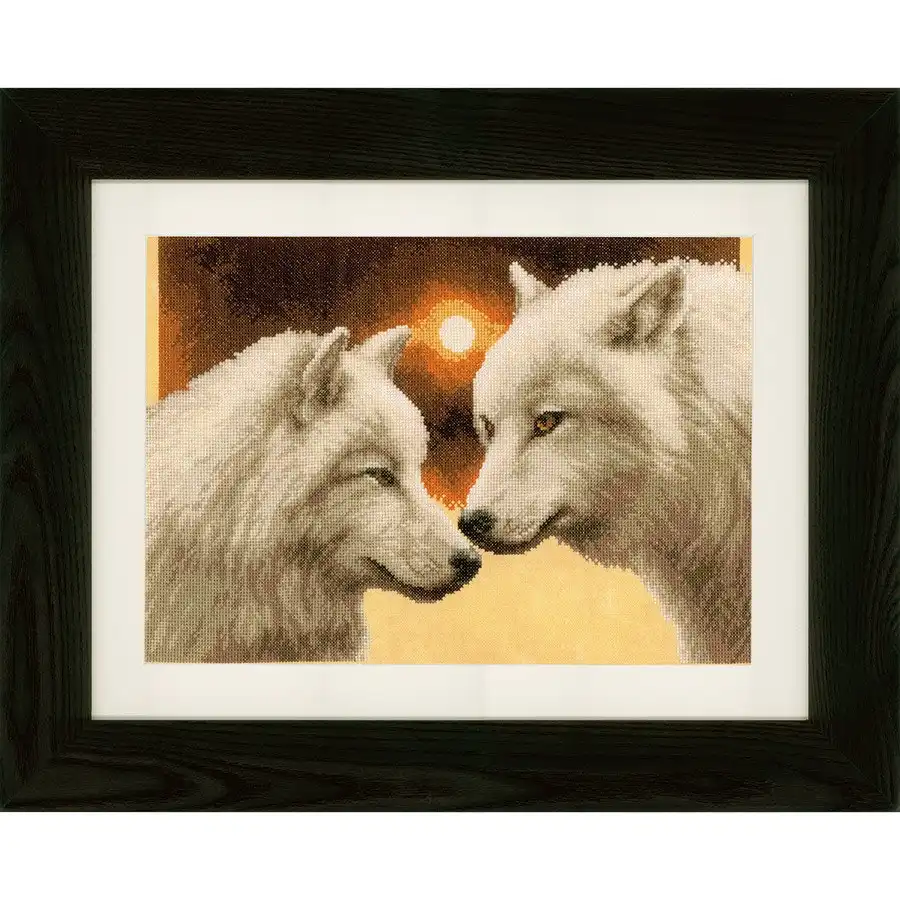 Wolves at Full Moon Cross Stitch- Needlework