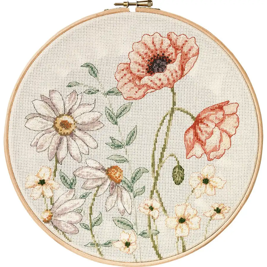 Linen Meadow Floral Cross Stitch- Needlework