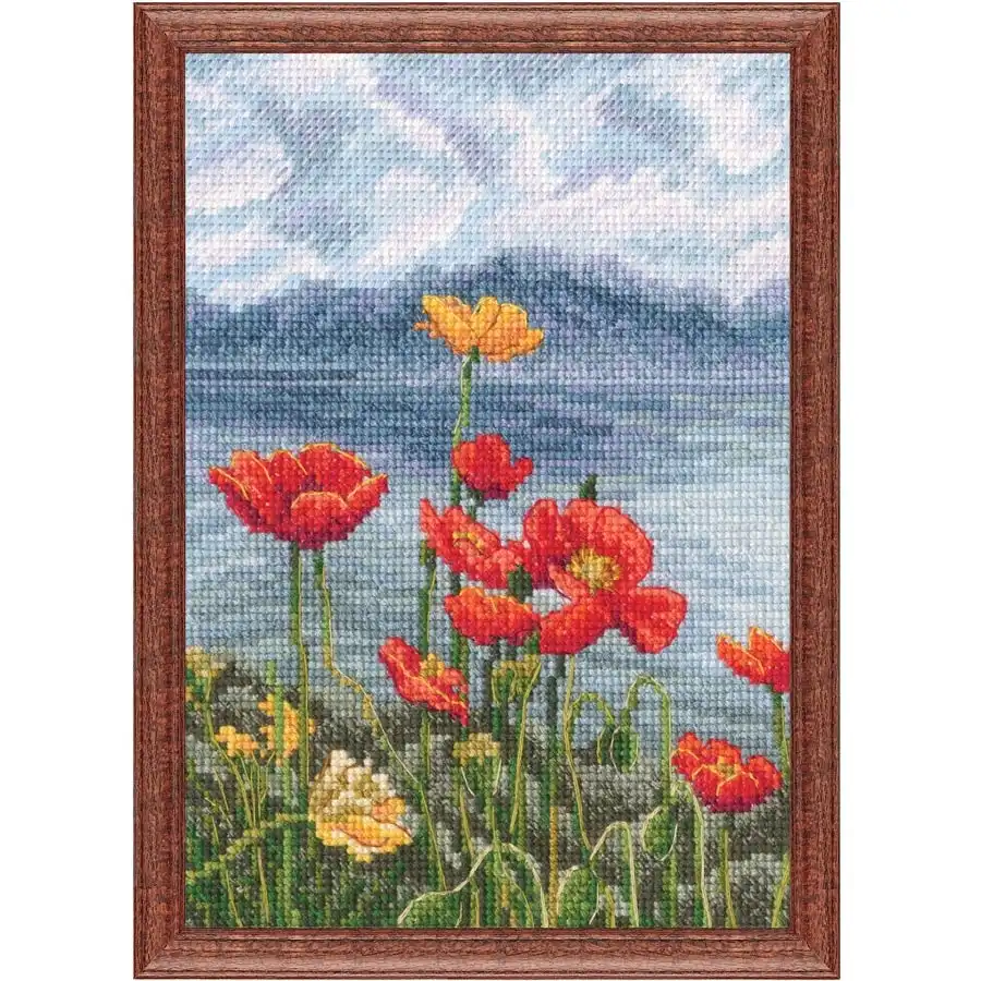 Lakeside Poppies Cross Stitch- Needlework