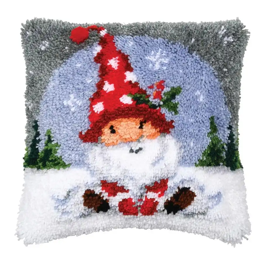 Christmas Gnome Latch Hook Cushion- Needlework