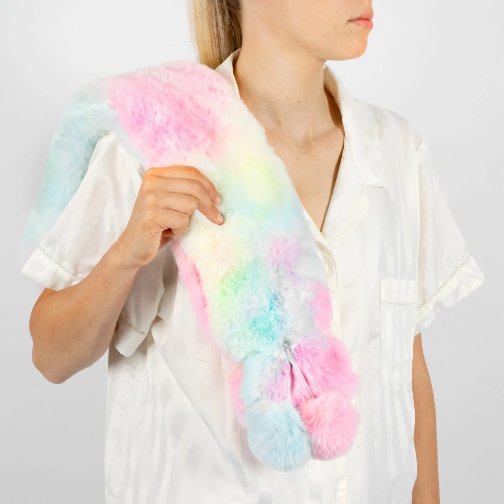 Long Hot Water Bottle & Eye Mask Set Rainbow