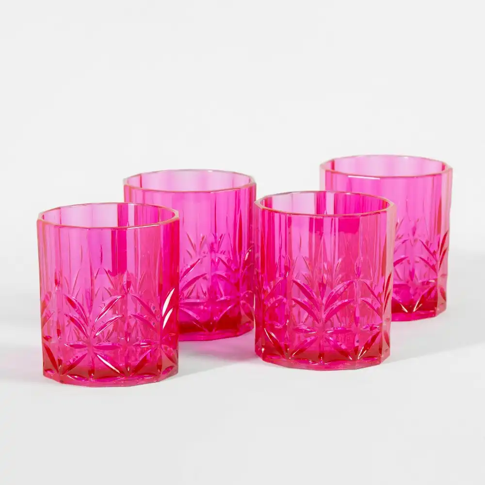Acrylic Tumblers Hot Pink Set of 4