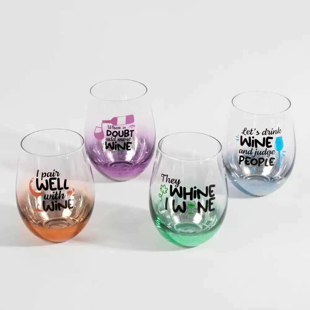 Stemless Wine Glasses Pack of 4