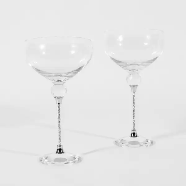 Glitz Silver Coupe Glasses Pack of 2