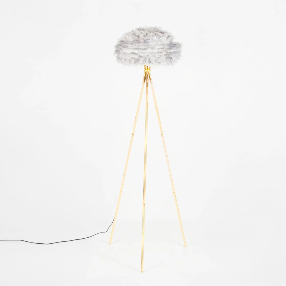 Grey Feather Tripod Floor Lamp