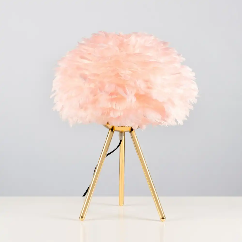 Pink Feather Tripod Table Lamp