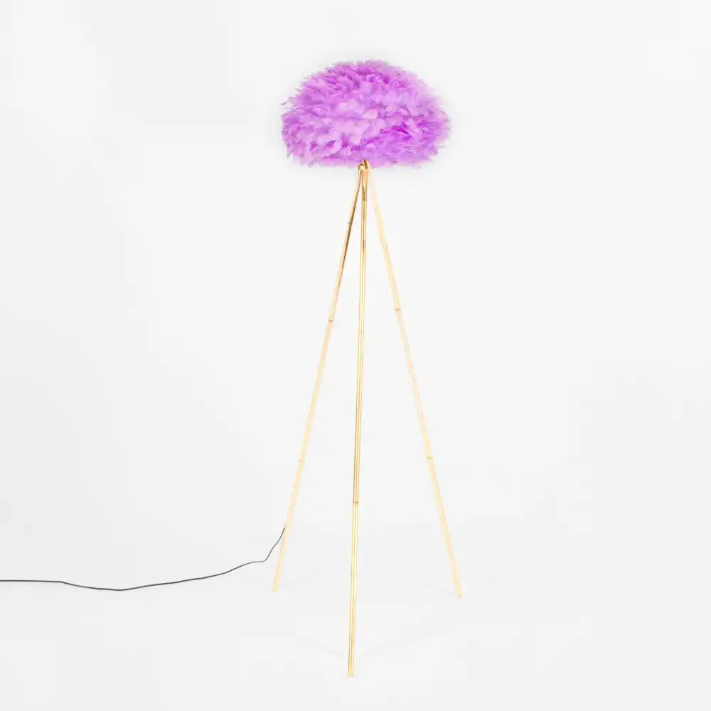 Lilac Feather Tripod Floor Lamp