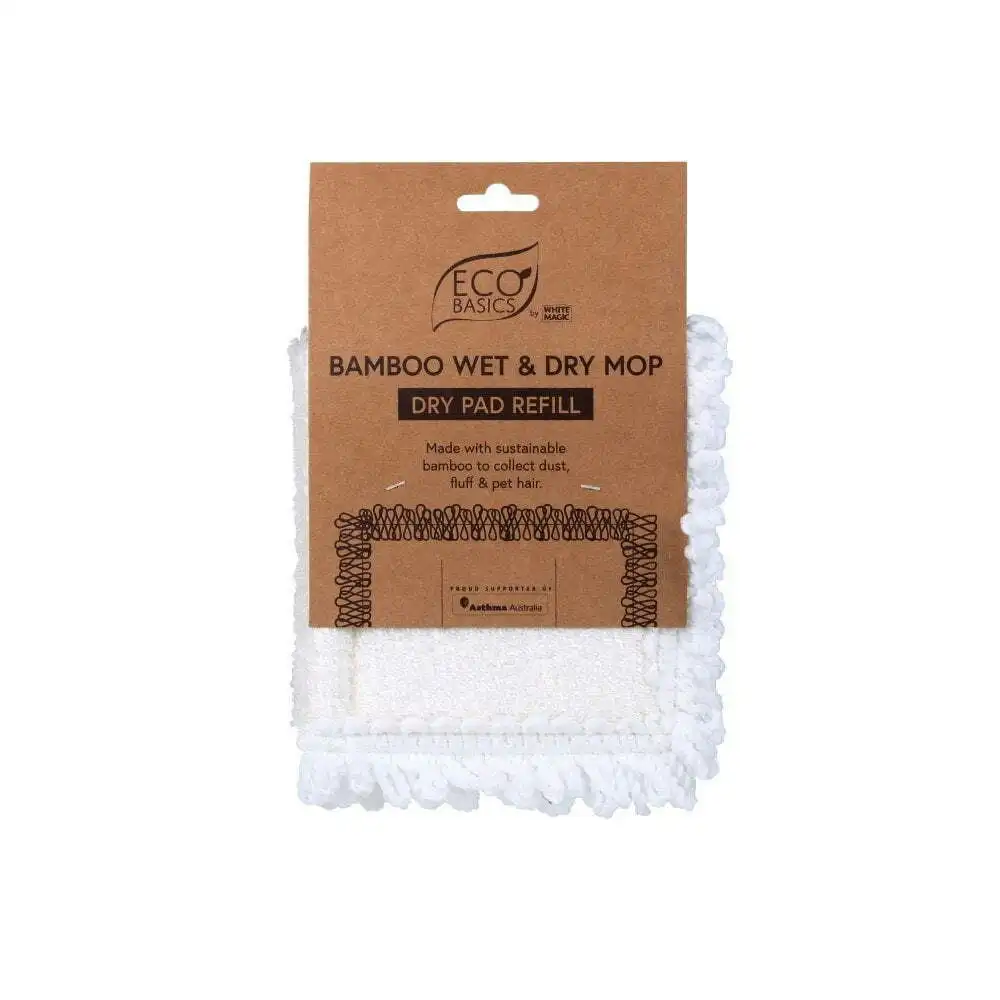 Eco Basics Bamboo Dry Pad Refill Dust/Fluff Collector Floor Cleaner Mop White