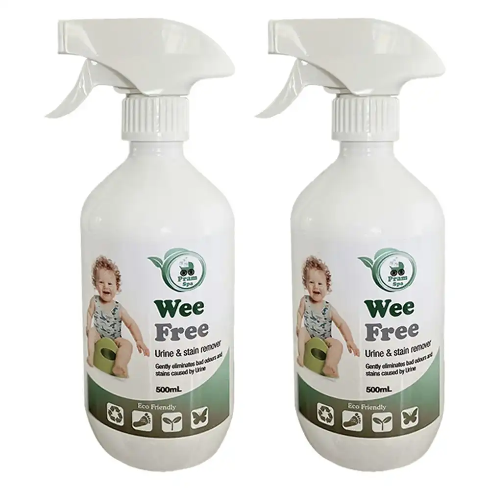2x Pram Spa 500ml Wee Free Eco Friendly Non-Toxic Urine Stain And Odour Remover