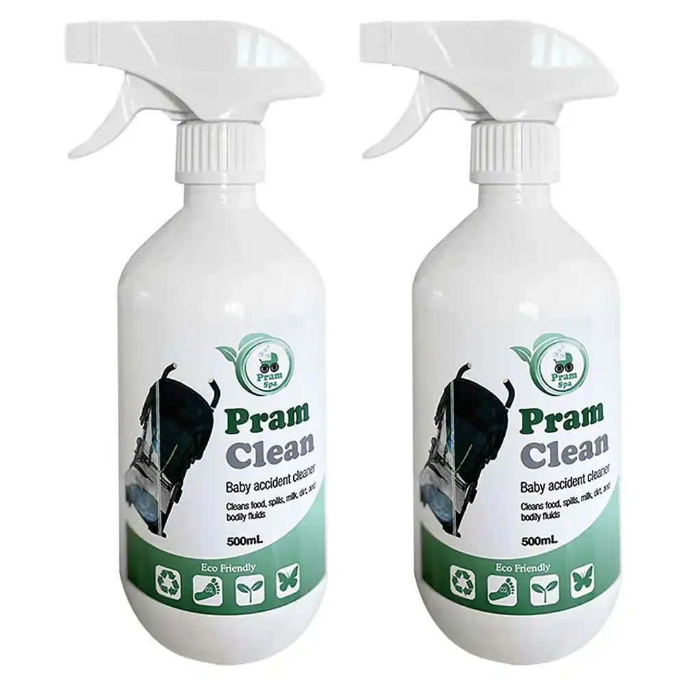 2x Pram Spa 500ml Baby Safe Dirt/Grime Pram Cleaner Eco Friendly Non-Toxic