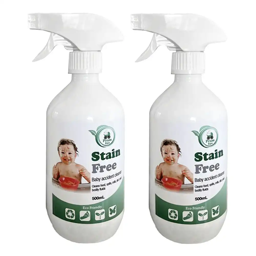 2x Pram Spa 500ml Stain Free Eco Friendly Non-Toxic Baby Accident Fabric Cleaner