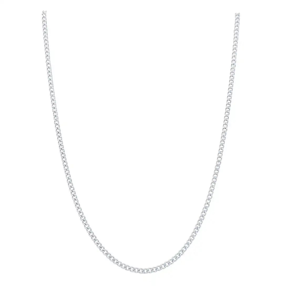 9ct White Gold Fine Diamond Cut Curb Chain Necklace 50cm