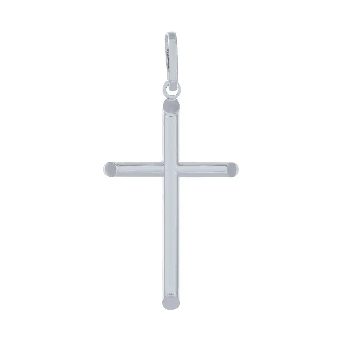 9ct White Gold Silver Infused Plain Cross Charm