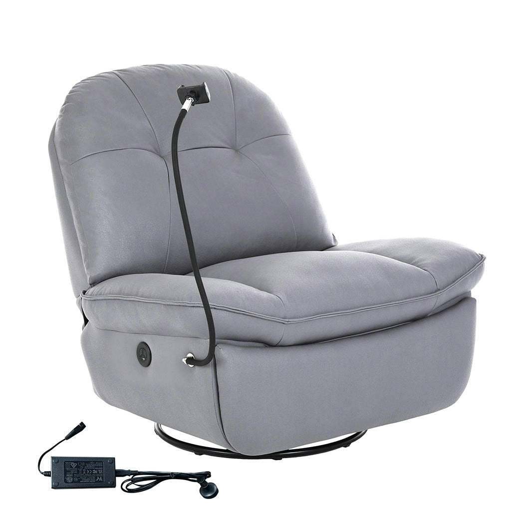 Levede Electric Chair Recliner Swivel Lazy Sofa Armchair Lounge USB Charge Grey